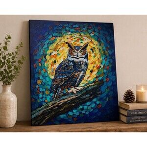 Moonlit Sentinel – Original Owl Acrylic Painting by Danielle Guatimea